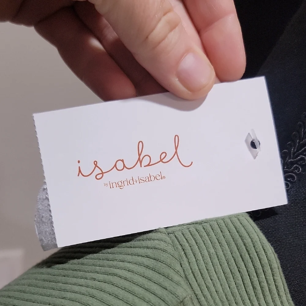 NEW Ingrid & Isabel Soft Green Ribbed Button-Up Long Sleeve Maternity  Dress (L) - Picture 2 of 6